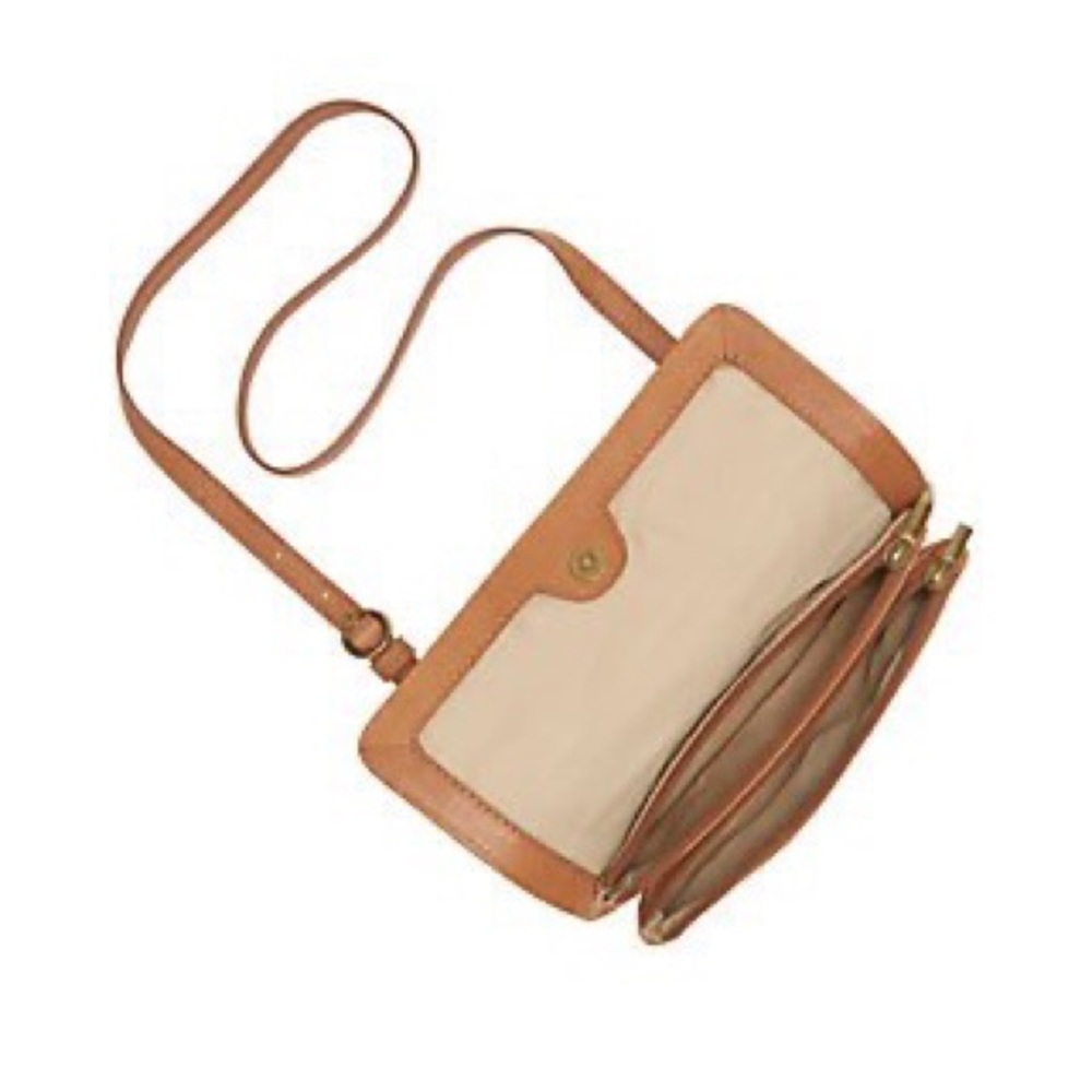 new Lucky Brand ☀︎ Axil Patchwork Leather Crossbody Clutch Handbag ☀︎︎ Cognac - Picture 4 of 17